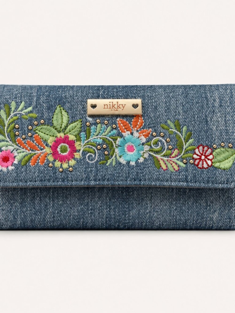 NWT Nikky By Nicole Lee flower embroidery wallet